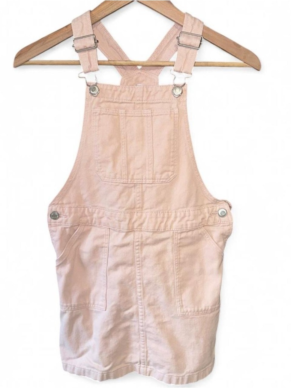 H&M Girls Light Pink Cotton Pinafore Overall Dress